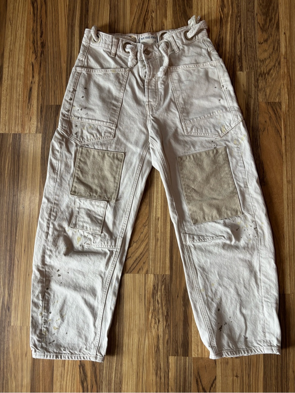 Free People We the Free Moxie Barrel Jean white distressed 26